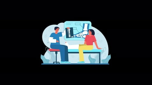 Patient receiving consultation in a medical setting