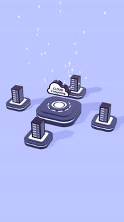 Animation sur le cloud computing pour l'informatique, la technologie commerciale et l'infrastructure numérique en vidéo verticale.