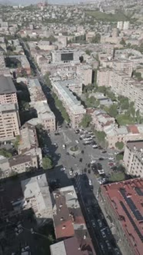 Aerial View of a Bustling Urban Center in Armenia