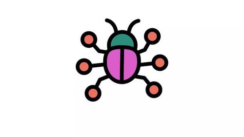 Animated Technology Bug Icon in Flat Design Style