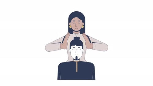 Cura energética com animação de desenho animado de terapia reiki