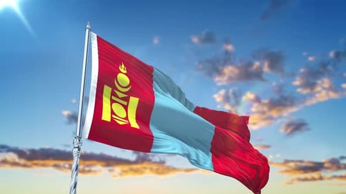 Waving 3D Mongolia National Flag Loop