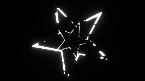 White Neon Stars Emerging From The Darkness Background Vj Loop In 4K