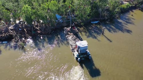 Clean up underway post hurricane Ida in Chauvin, Louisiana