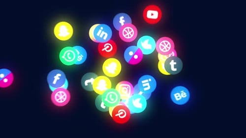 Social Media Icons Love Heart Logo Reveal Animation