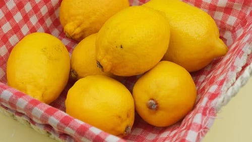 Basket of Fresh Lemons, Citrus Fruit Close-Up