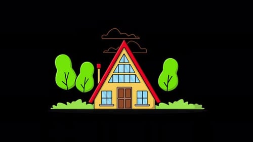 Animated Wooden Cottage in Forest Video - Transparent