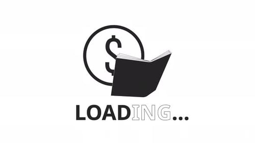 Bookkeeping coin book bw loading animation