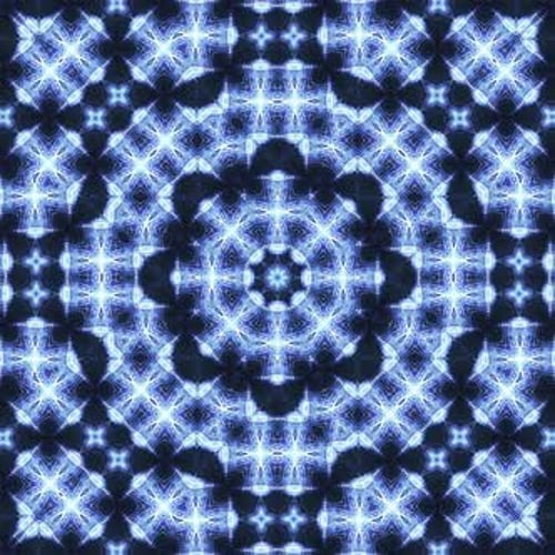 Abstract Evolving Blue Light Kaleidoscope Pattern