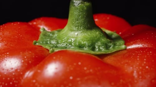Wet Red Bell Pepper Close Up Detail