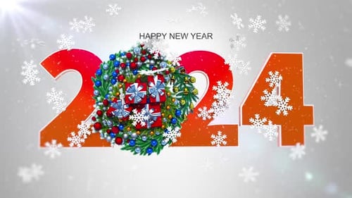 Tarjeta de felicitación de feliz año nuevo 2024 V10