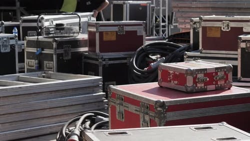 Sound Engineering Installation of Professional Audio Equipment for a Live Concert Backstage Zone