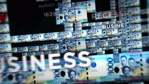 Philippines Peso money banknotes seamless loop flight