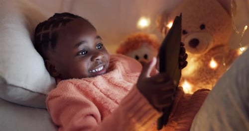 Family Time: Children and Grandparents Enjoy Tablet