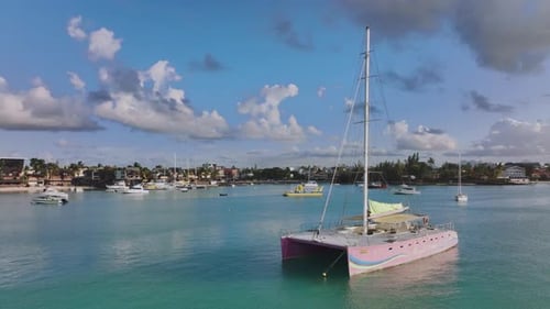 Tourist Yachts In The Bay Of The Island Of Mauritius