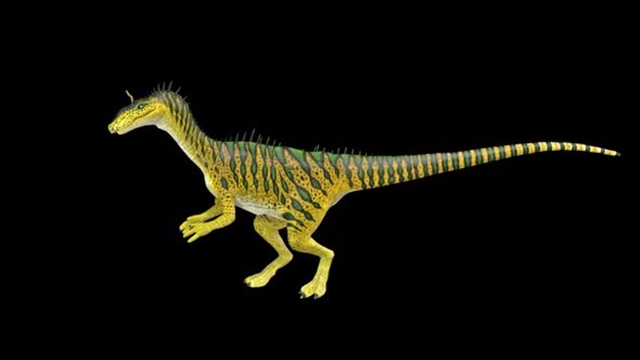 3D Animated Gualicho Dinosaur Standing Still, Backgrounds Motion ...
