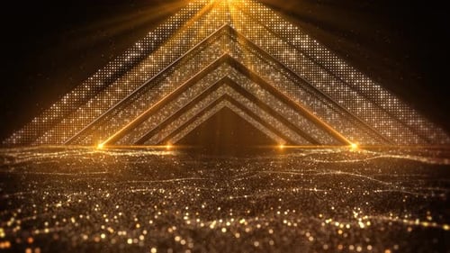 Golden Abstract Luxury podium stage Background Glittering Lights Radiant Geometric geometric shapes