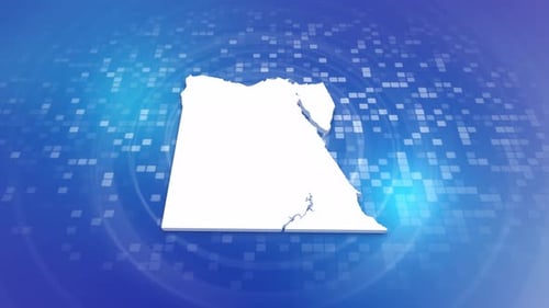 Animated Map of Egypt Outline Reveal on Blue Digital Grid