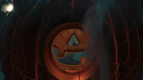 Close Up Spooky Pumpkin Jack-o'-Lantern