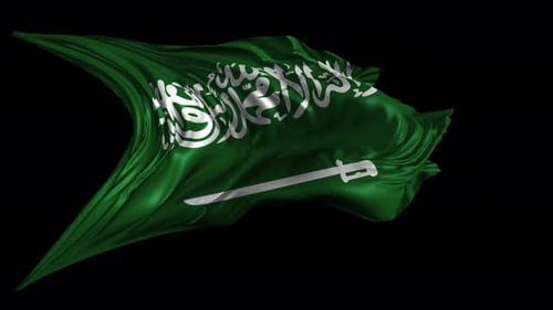 Realistic Waving Saudi Arabia Flag with Alpha Channel