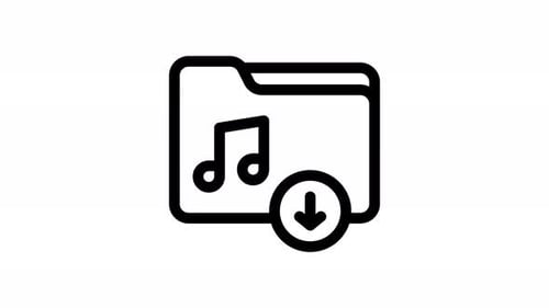 Animated Music Folder Download Success Line Icon