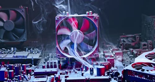 Hauptprozessor (CPU) bei Fehlfunktion Lüfter am Kühlkörper.