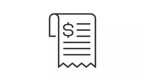 Animated Line Receipt Icon with Dollar Sign