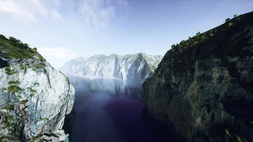 Aerial Summer Sky Panorama View of Norway Mountains