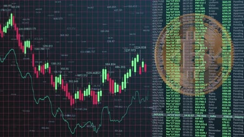 Animated Bitcoin Stock Market Financial Data Display