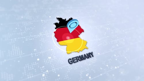 3D Germany Map Location Pin Title Animation