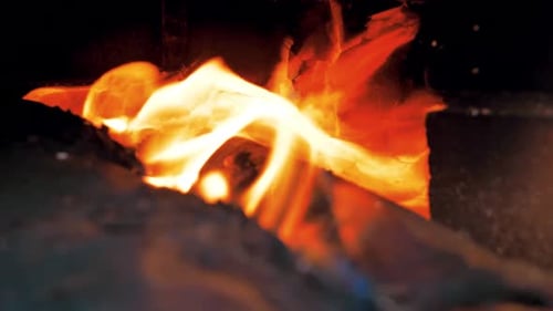 Close-Up Shot of Bright Fire Flames Burning