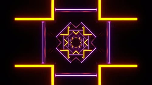 Orange And Purple Neon Abstract Shape Background Vj Loop In 4K