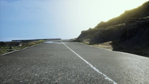 Foggy Winding Road Along California Coast