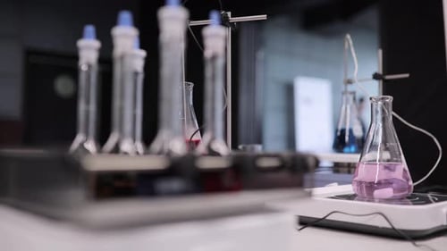 Erlenmeyer Flasks in Laboratory Setting