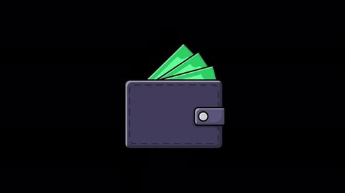 Flat Design Wallet with Money Animation