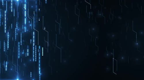 Futuristic Cyber Technology Data Flow with Neon Light Streaks and Copy Space Background Loop