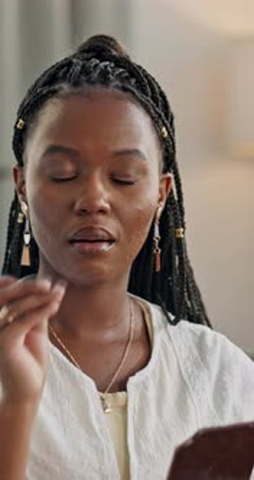 Black woman, eating and chocolate as dessert, snack and sweet tooth for hunger