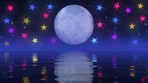 Bunte Sterne mit Vollmond