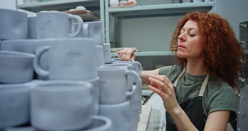 Workshop Woman or Check Ceramic Cup Pottery Design or Mug for Quality