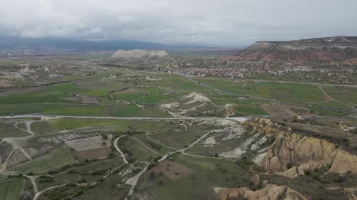 Aerial view of Goreme National Park, Goreme, Cappadocia, Nevsehir, Turkey.