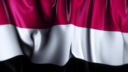 Realistic Waving Red White Black Flag Animation