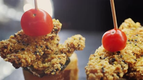 Italian or Spanish Restaurant with Traditional Tapas Pinchos Food Spanish Cuisine Delicious Tapas
