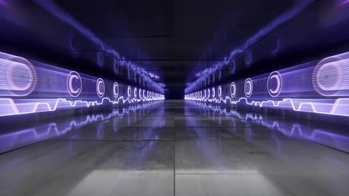 Digitaler Tunnel. Hintergrund der Veranstaltung. Stock-Bildmaterial der Veranstaltung. Digitales Hintergrundvideo. Vorlage verschieben