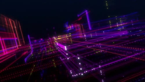 Futuristic Neon Digital Data Grid Abstract Background