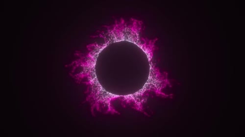Rotating energy circle with purple particles