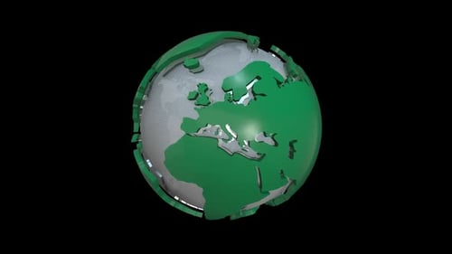 Animated Geometric 3D Earth Map Rotation