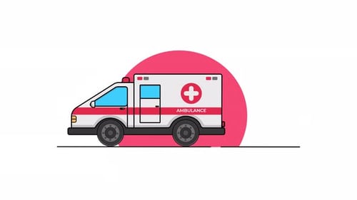 Flat Design Ambulance Driving Animation