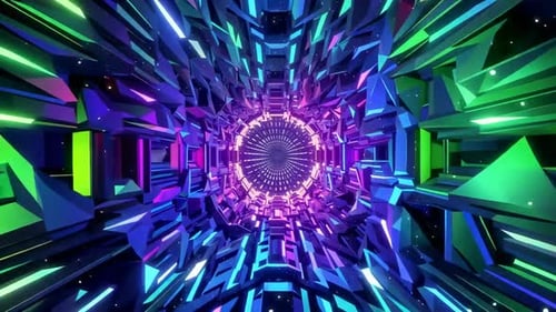 Boucle de tunnel de science-fiction futuriste cyberpunk avec géolocalisation lumineuse au néon