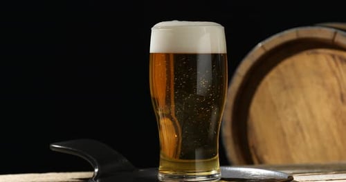 Refreshing Glass of Beer with Foam Close-Up