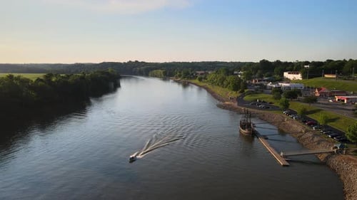 Flying alongside the Pinta replica on the Cumberland River